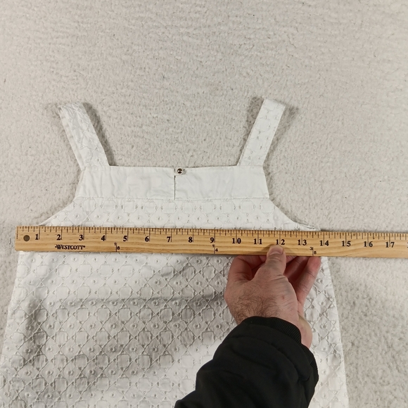 Vintage 90s Chloe Top Womens 10 White Cropped Tank Eyelet Broderie Anglaise Y2K - Picture 8 of 11